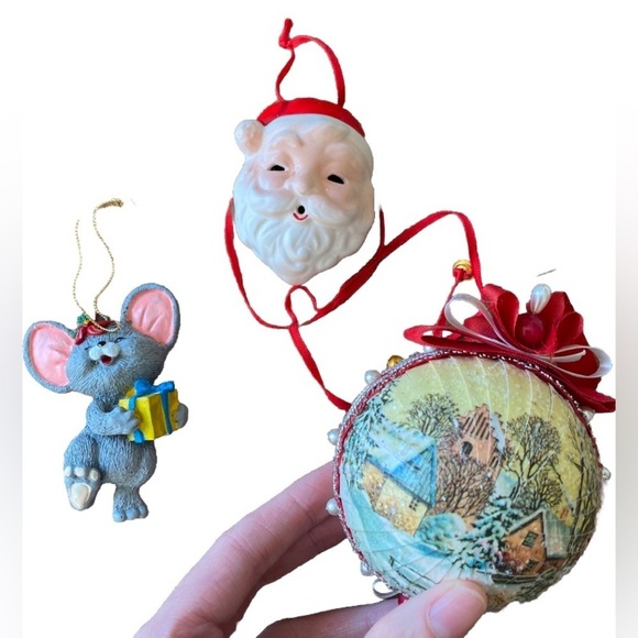 3 Vintage Christmas Ornaments - Picture 1 of 10